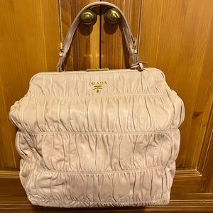 NWT PRADA Mauve Pink Ruched Lambskin Totebag